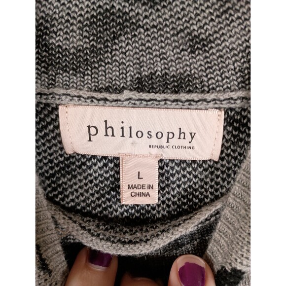 Philosophy Leopard Print Gray Black Womens Mock Neck Sweater Size Large - Picture 2 of 6